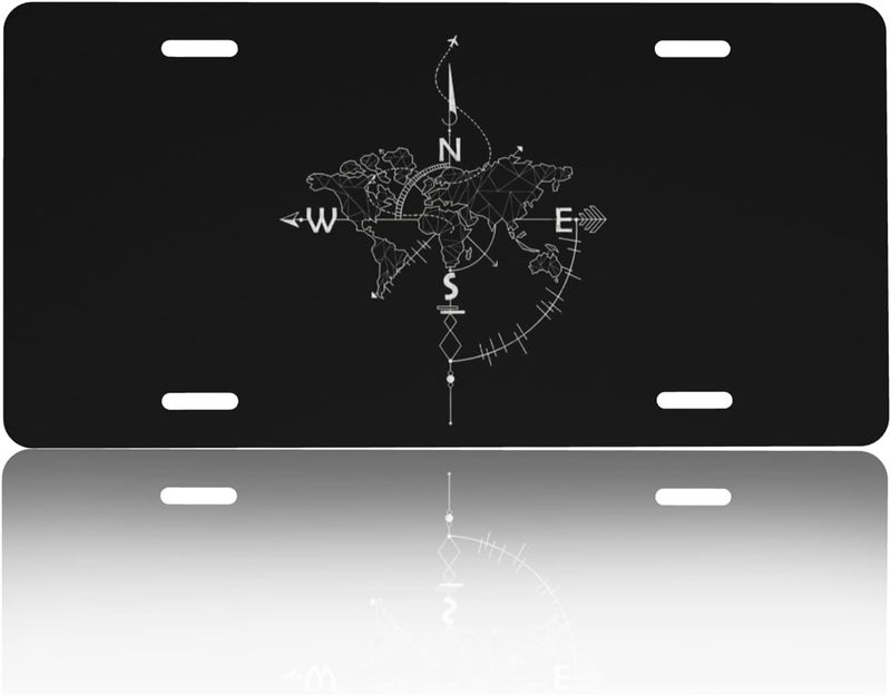 CTVSLFU Front License Plate Cover – Aluminum Metal Car Accessory, Rust-Proof Novelty Vanity Tag Decor for Men & Women, 6x12 with 4 Holes - The World Map 017 - Image 1